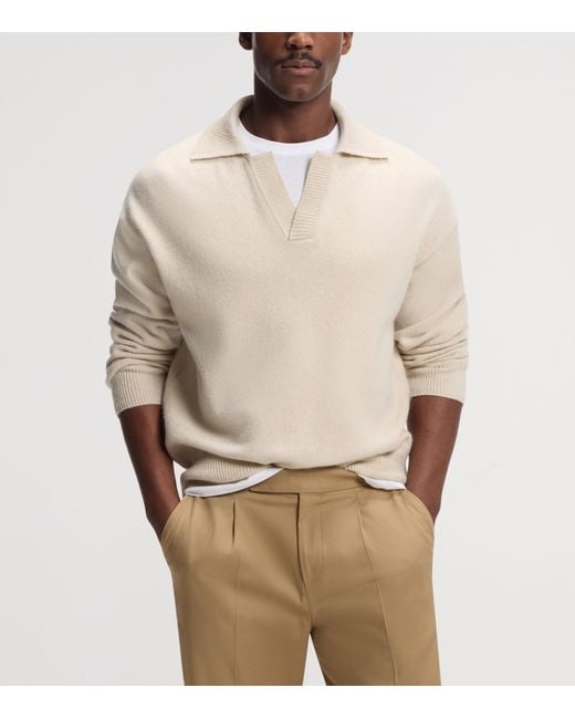 Boss White Virgin Wool Polo Sweater for men