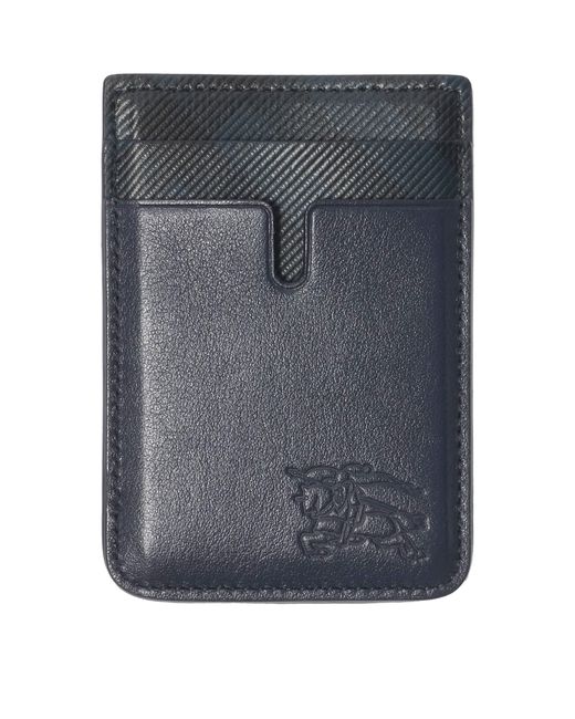 Burberry Gray Leather Ekd Magsafe Card Holder for men