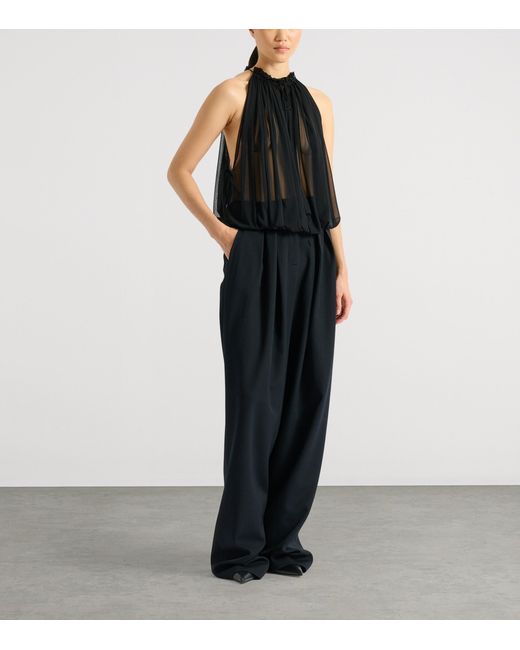 Balmain Black Muslin Sleeveless Top