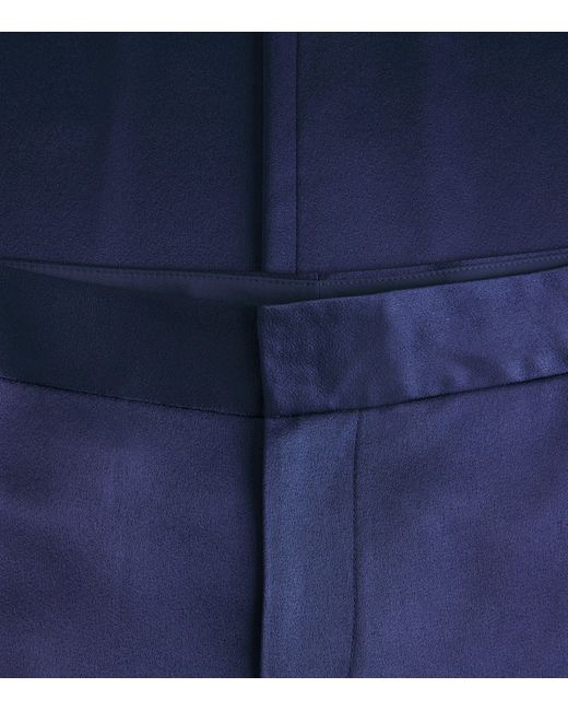 Alice + Olivia Blue Satin Shane Wide-Leg Trousers