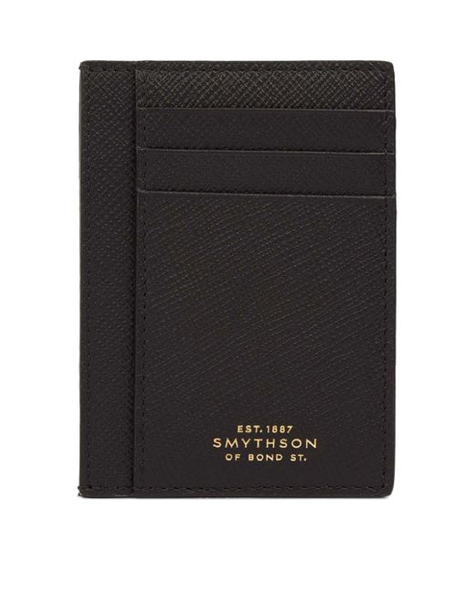 Smythson Black Panama Leather Compact Card Holder for men