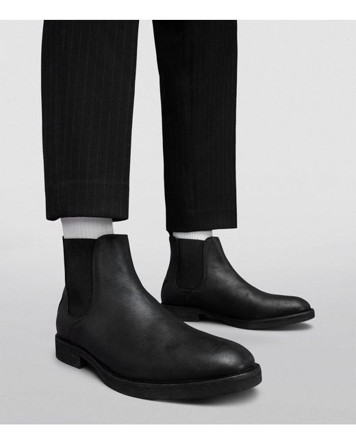 AllSaints Black Leather Creed Chelsea Boots for men