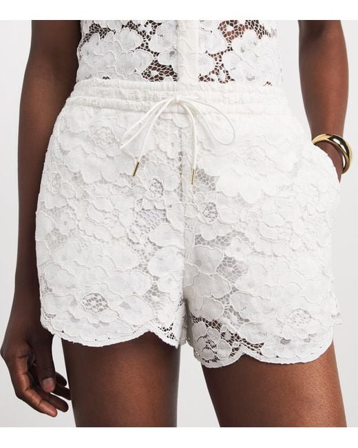 Alice + Olivia White Lace Drawstring Kenley Shorts