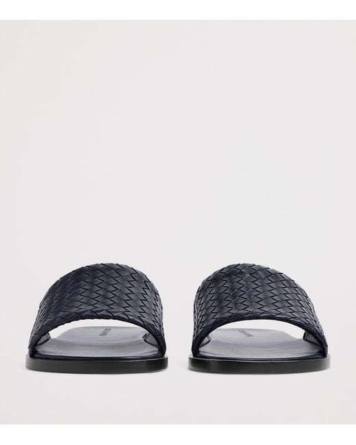 Bottega Veneta Blue Leather Intrecciato Elio Sandals for men
