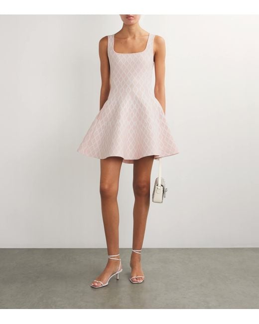 maje pink jacquard dress Maje Jacquard Knit Mini Dress - Pale Pink