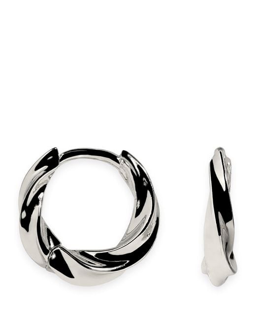 Astrid & Miyu Black Rhodium-Plated Cosmic Twist Huggies