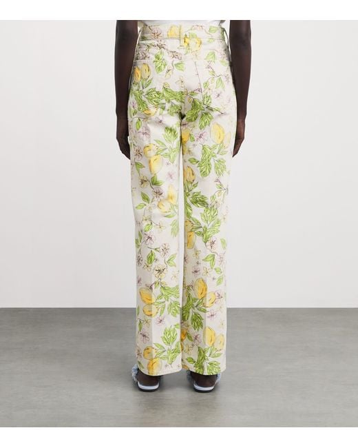 Mother Metallic Printed The Kick It Straight Jeans