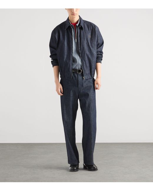 Prada Blue Chambray Denim Blouson Jacket for men