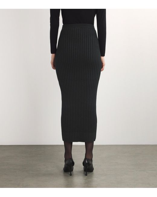 Max Mara Black Wool-Cashmere-Blend Maxi Skirt