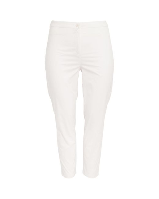 Marina Rinaldi White Cotton-blend Tailored Trousers