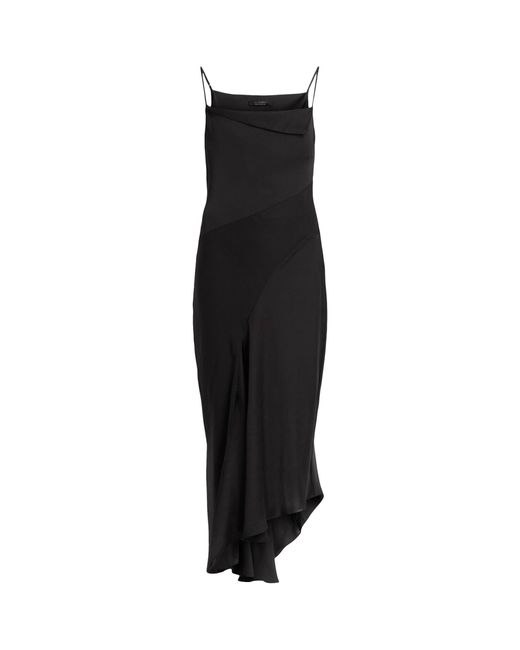 AllSaints Black Una Midi Slip Dress