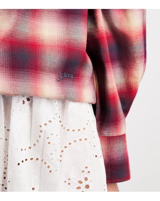 Ganni Pink Organic Cotton Check Shirt