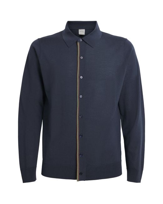 Paul Smith Blue Merino Wool Signature Stripe Cardigan for men