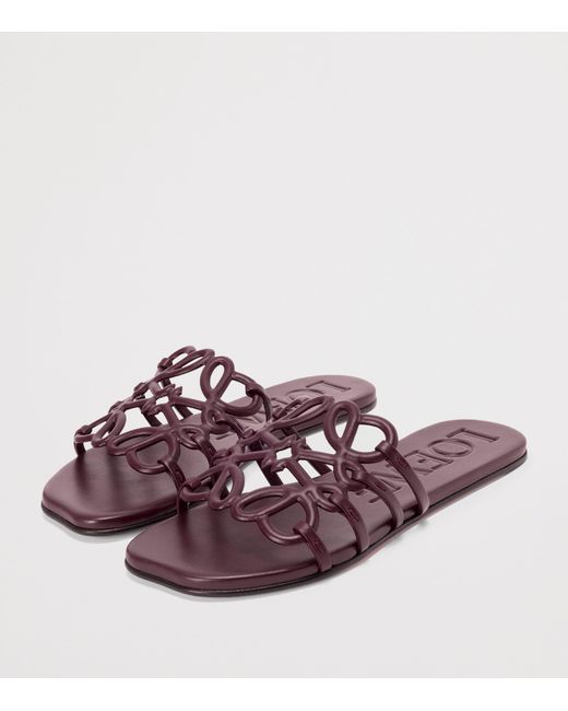 Loewe Red Leather Petal Anagram Sandals