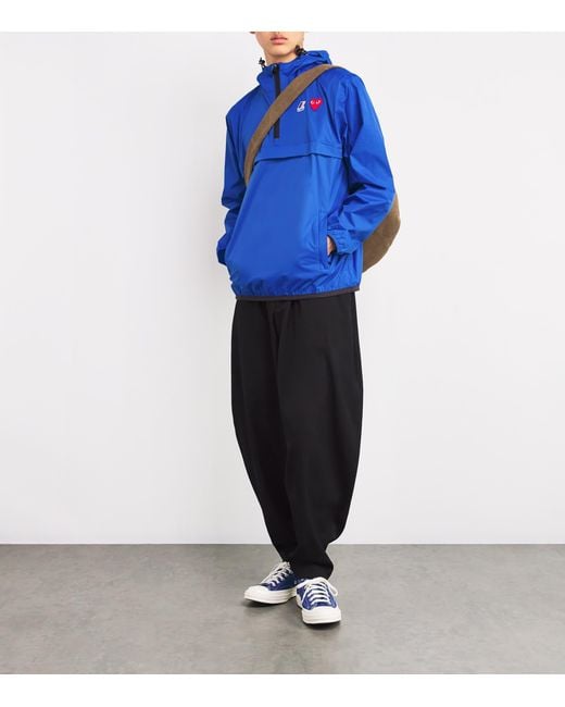 COMME DES GARÇONS PLAY Blue X K-Way Nylon Water-Resistant Half-Zip Jacket for men