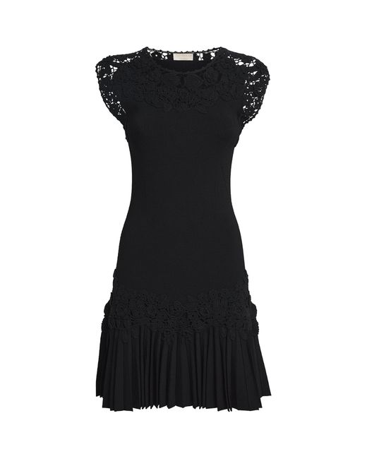 Ulla Johnson Black Crochet-Trim Noemie Mini Dress