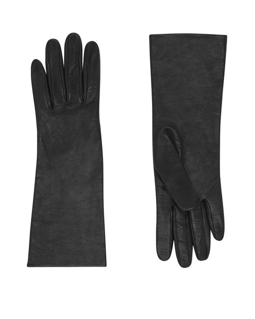 Saint Laurent Black Lambskin-silk Mid-forearm Gloves
