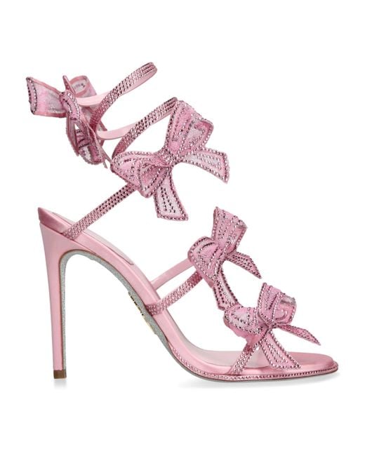Rene Caovilla Pink Satin Bow-Embellished Sandals 105