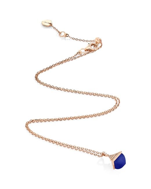Marli New York White Mini, Diamond And Lapis Lazuli Cleo Rev Pendant Necklace