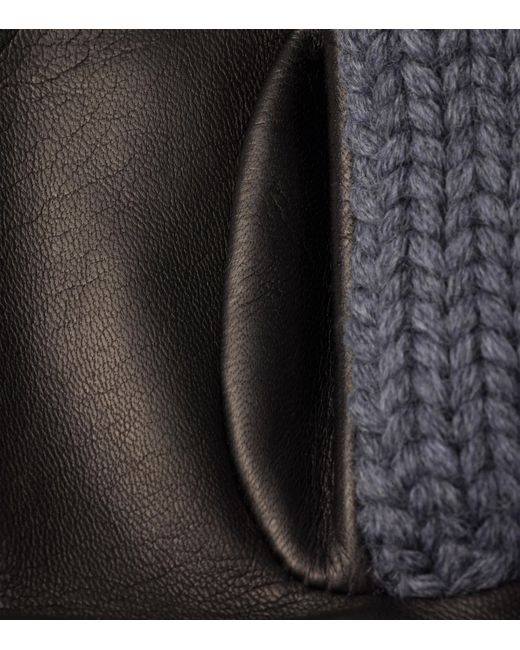 Prada Gray Wool And Leather Gloves