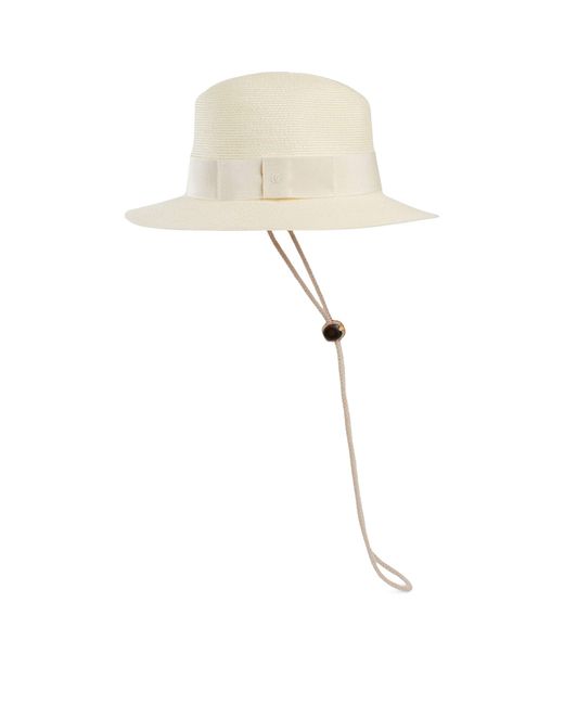 Gucci White Raffia Cloche Hat