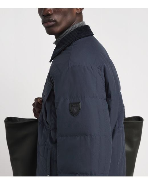 Polo Ralph Lauren Blue Cotton-Blend Hartland Down Shacket for men