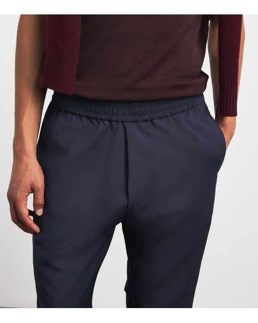 Barena Blue Virgin Wool Elasticated Trousers for men