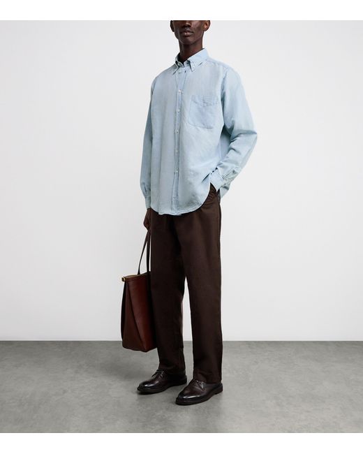 Barena Blue Denim Button-Down Shirt for men