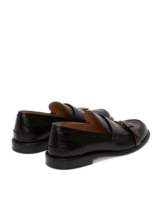 J.W. Anderson Black Leather Moccasin Loafers for men