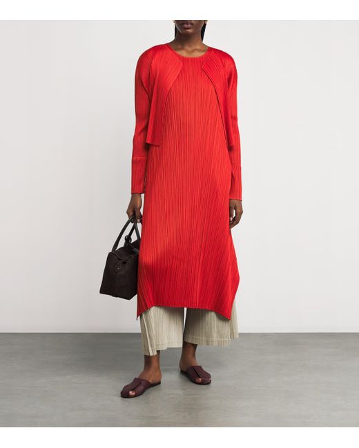 Pleats Please Issey Miyake Red Monthly Colors July Cardigan