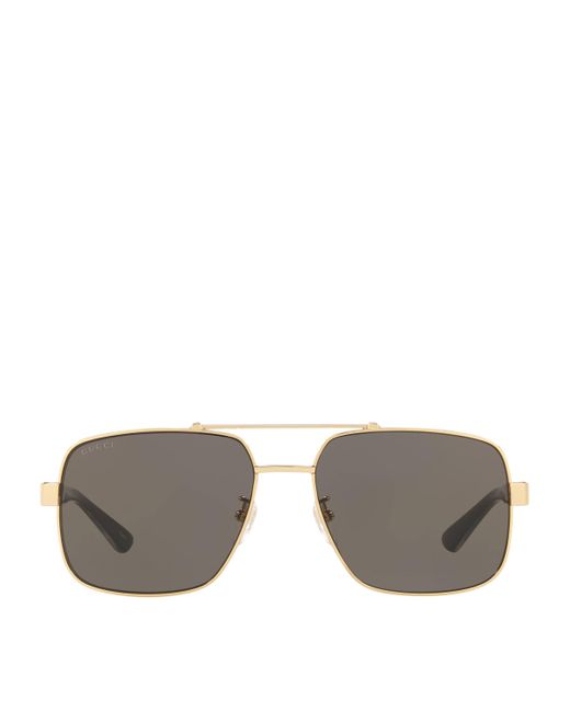Gucci Gray Metal Pilot Sunglasses for men