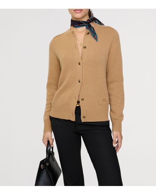 Burberry Brown Cashmere Ekd Patch Cardigan