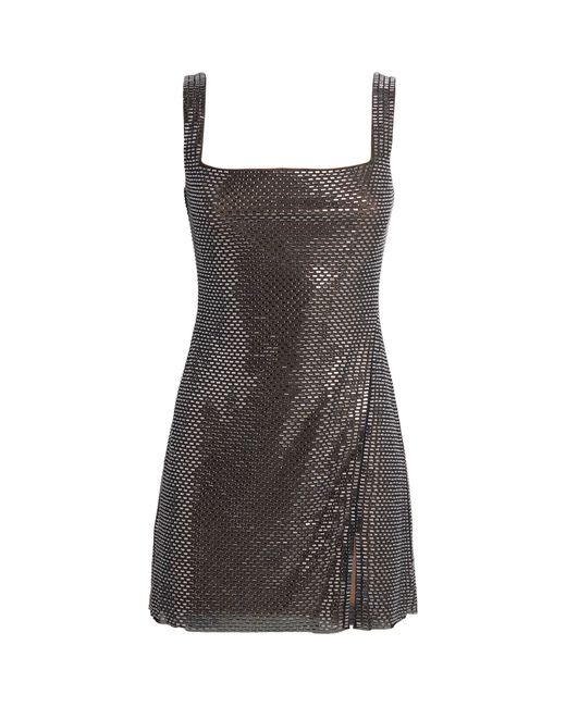 Self-Portrait Brown Rhinestone Mini Dress