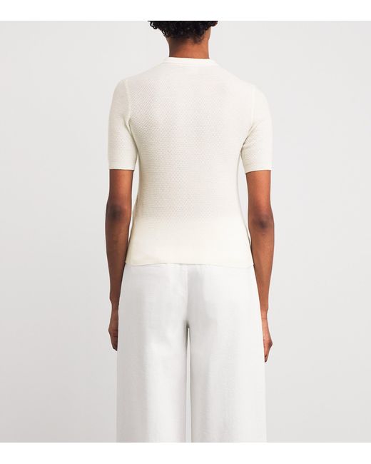 Eleventy White Cashmere Knitted Polo Shirt