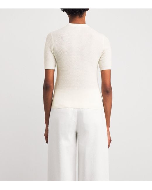 Eleventy White Cashmere Knitted Polo Shirt