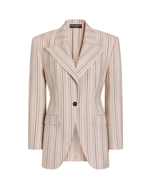 Dolce & Gabbana Natural Structured Stripe Single-Breasted Blazer