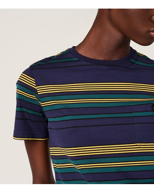 Miu Miu Blue Cotton Striped T-Shirt