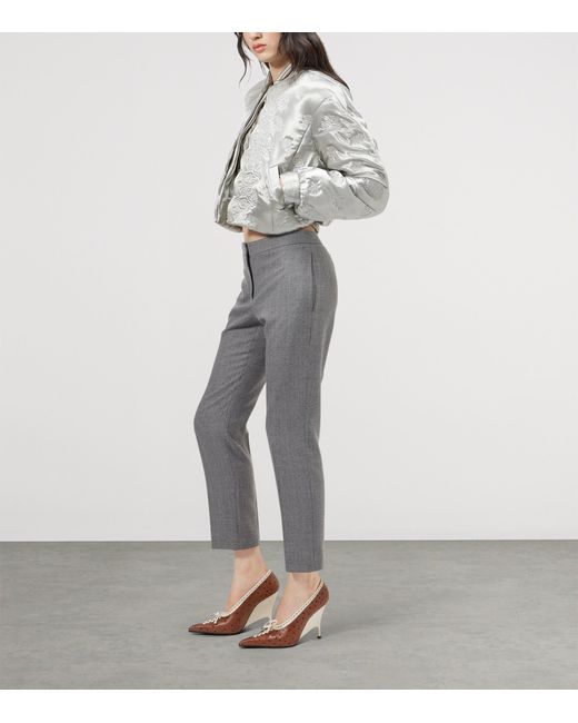 McQueen Gray Wool Cropped Cigarette Trousers