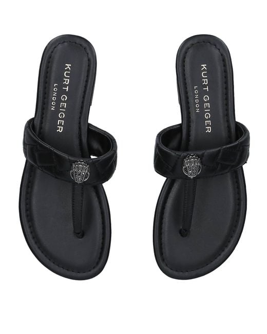 Kurt Geiger Blue Leather Kensington T-Bar Sandals