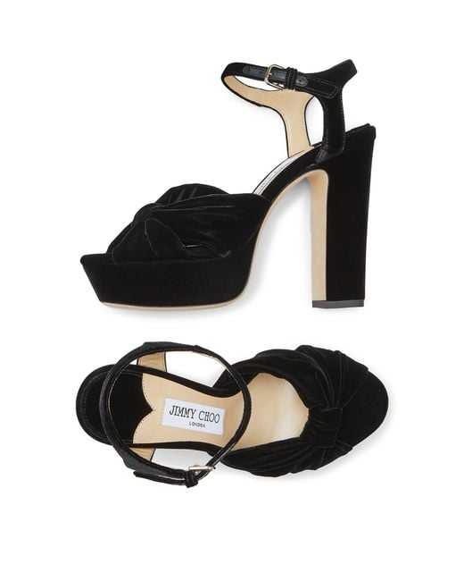 Jimmy Choo Black Heloise 120 Velvet Platform Sandals