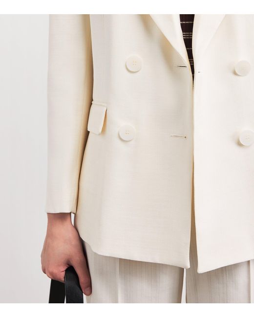 Sandro White Double-Breasted Blazer