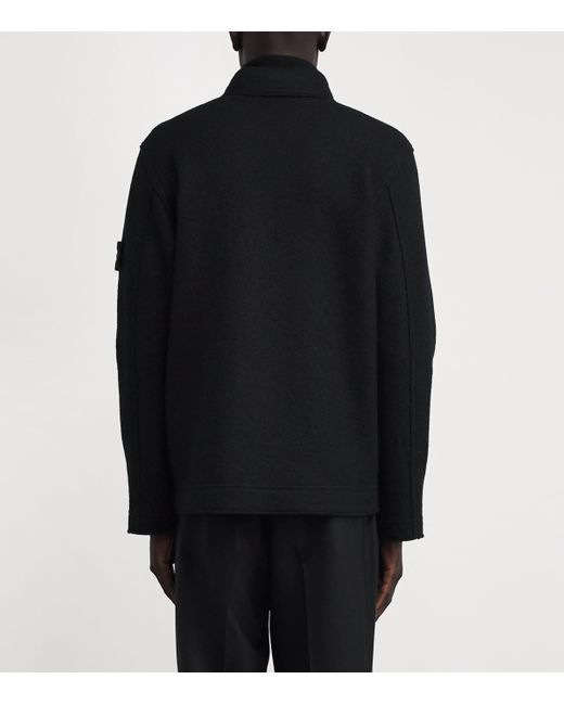 Stone Island Black Virgin Wool Felt Overshirt for men