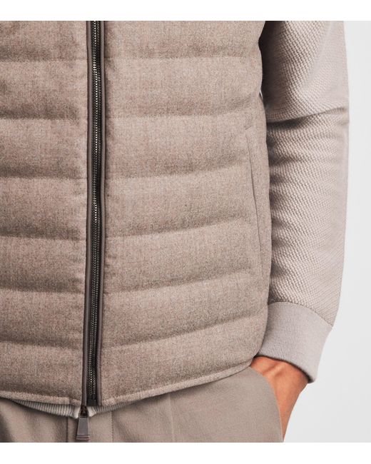 FIORONI CASHMERE Brown Virgin Wool Reversible Gilet for men