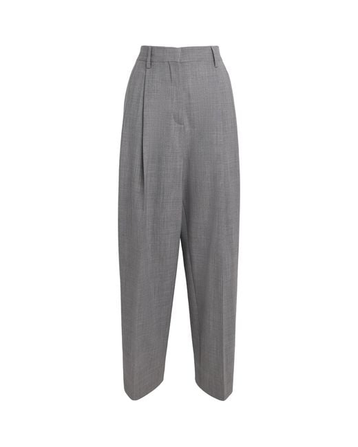 Fabiana Filippi Gray Wool-Blend Pleated Chinos