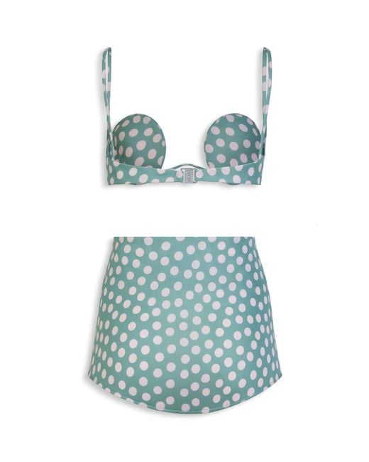 Alaïa Blue Polka-Dot High-Waist Bikini