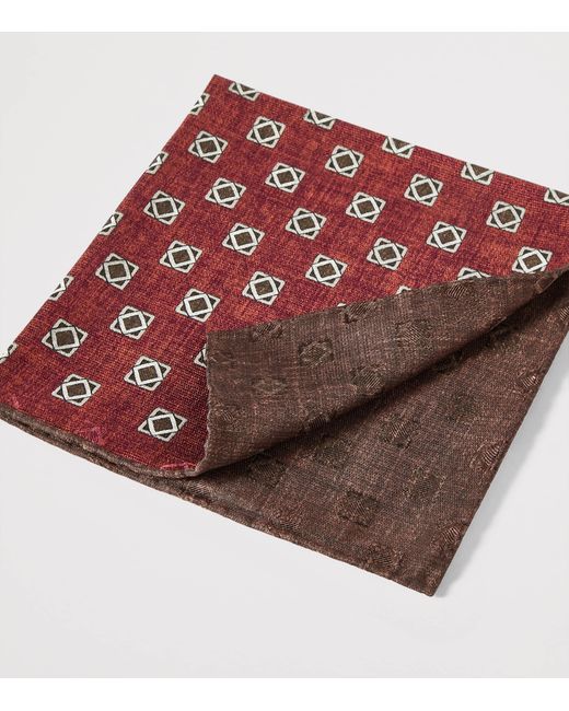 Brunello Cucinelli Purple Silk Geometric Square Scarf for men