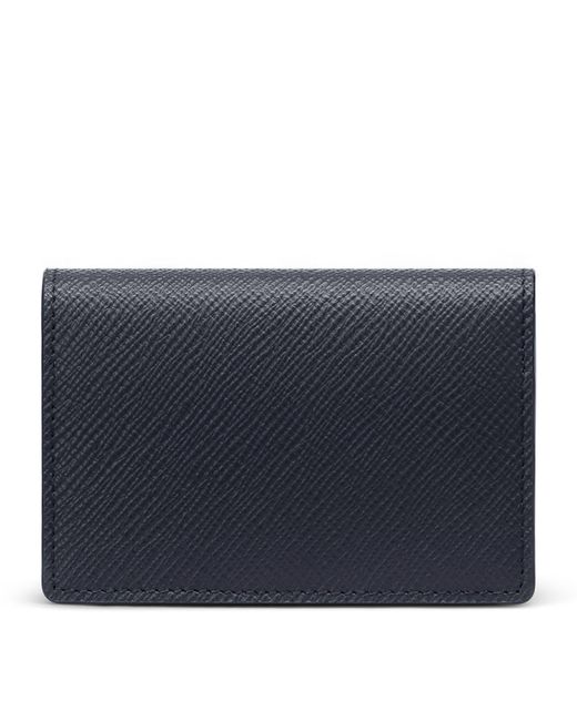 Smythson Blue Leather Panama Folded Card Holder