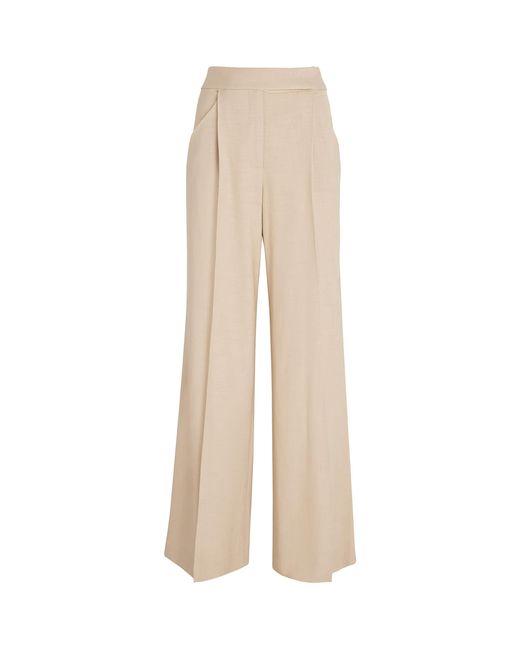 Veronica Beard Natural Marbeau Wide-Leg Trousers