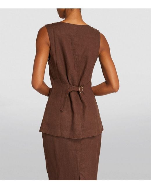 Posse Brown Linen Button-up Emma Vest