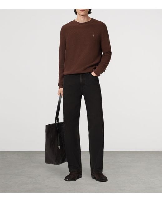 AllSaints Brown Organic Cotton-Wool Aspen Sweater for men